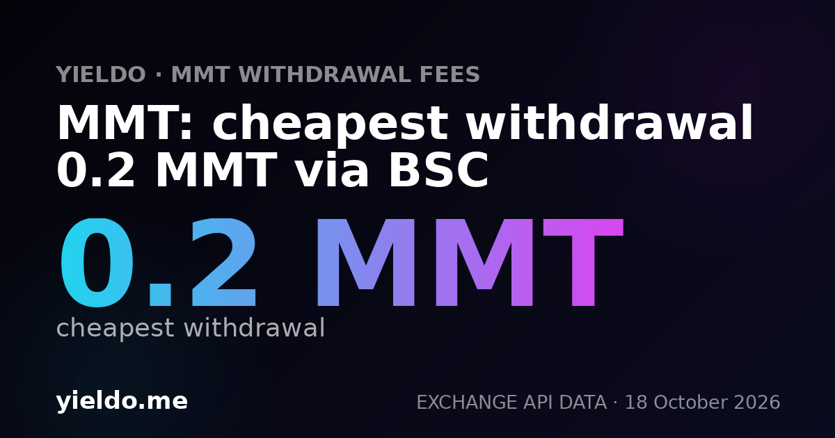 MMT: cheapest withdrawal 0.2 MMT via BSC