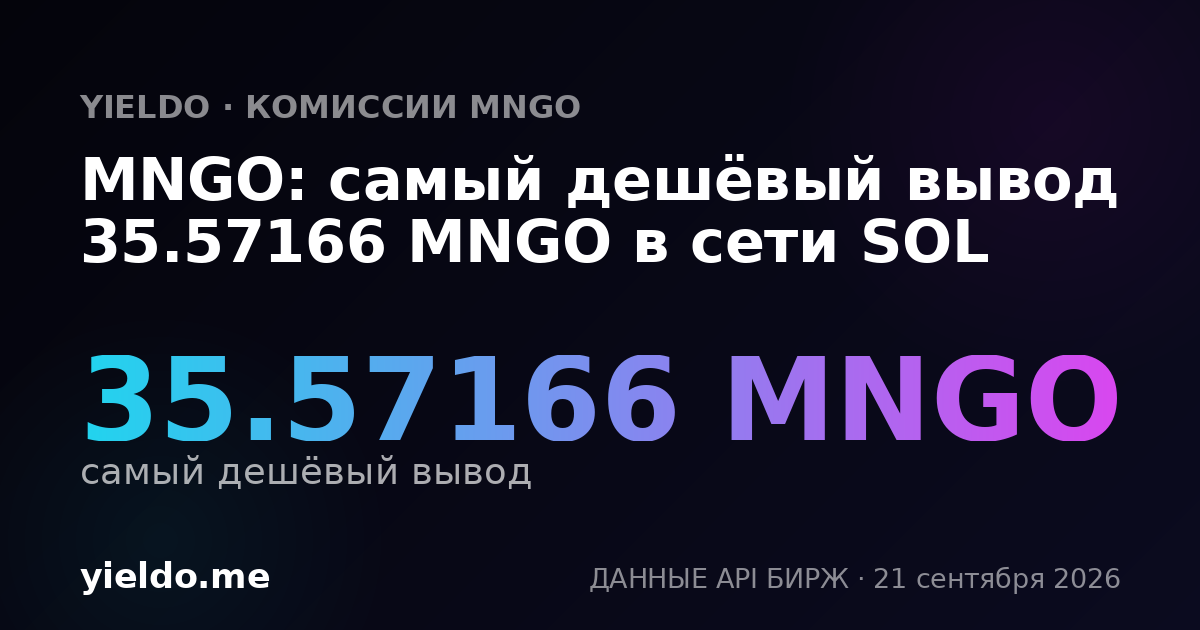 MNGO: самый дешёвый вывод 35.56933 MNGO в сети SOL