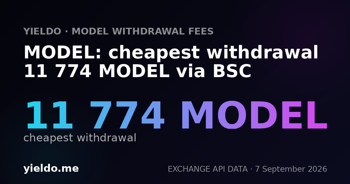 MODEL: cheapest withdrawal 11 774 MODEL via BSC