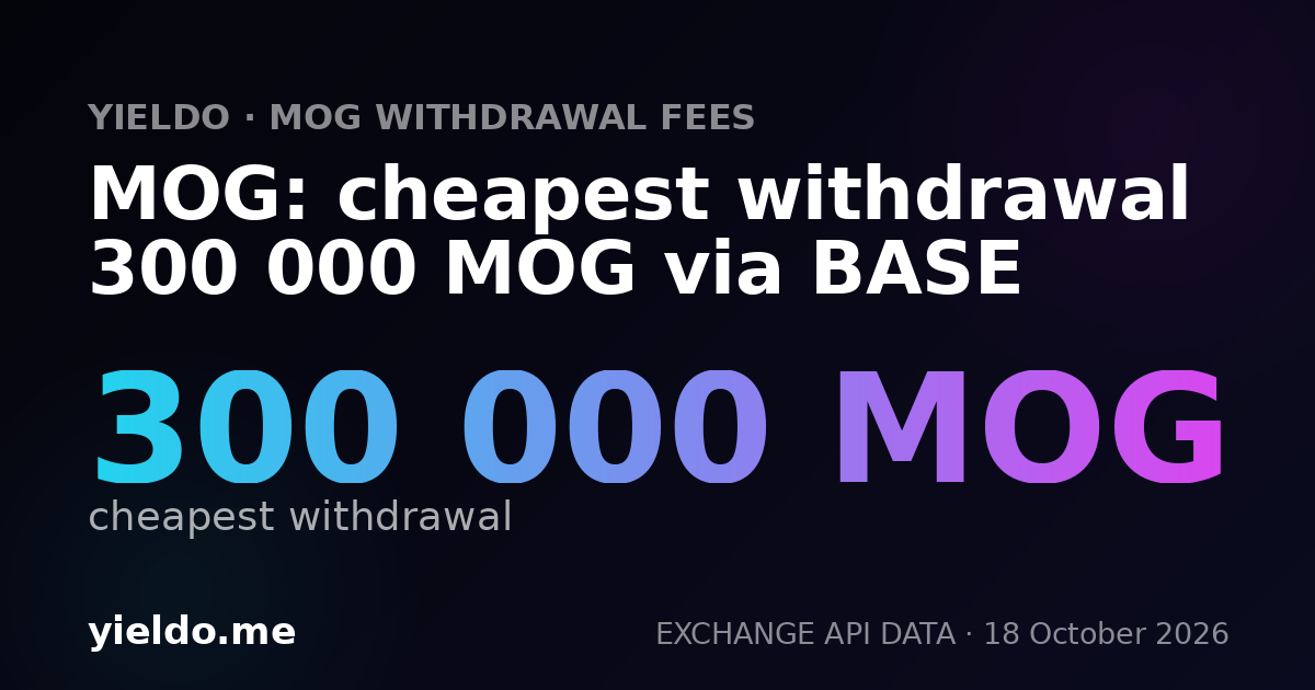 MOG: cheapest withdrawal 300 000 MOG via BASE