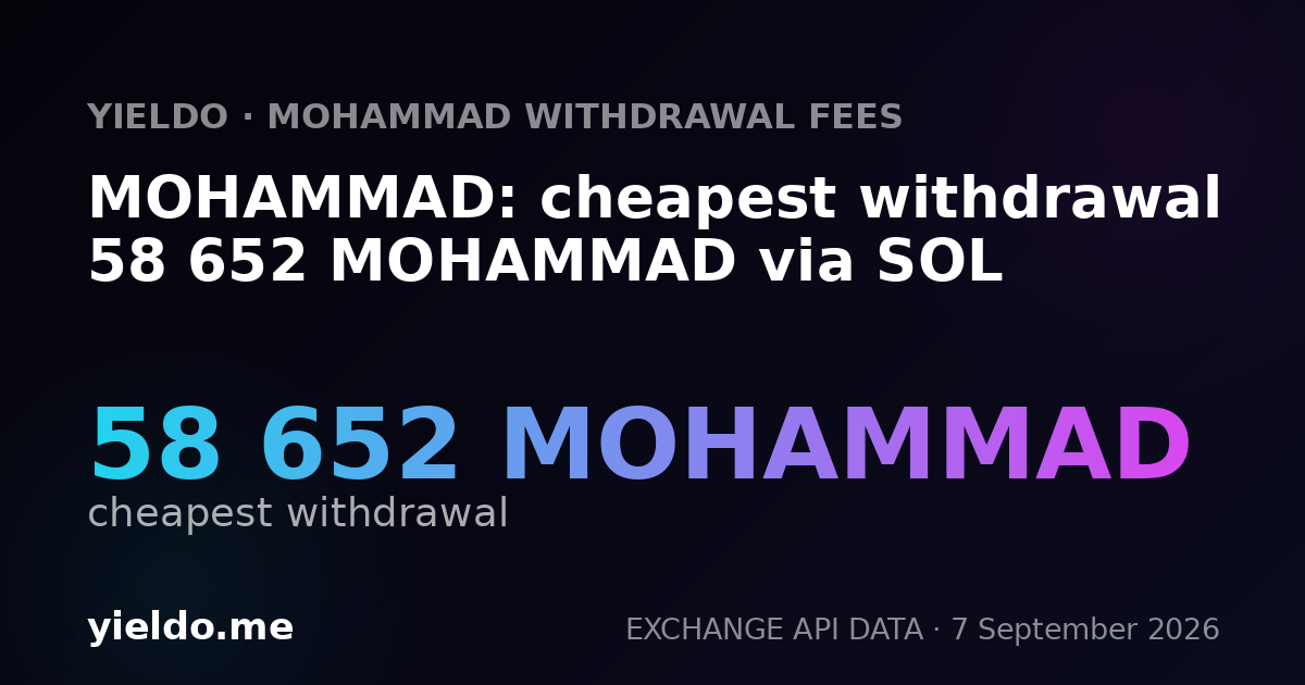 MOHAMMAD: cheapest withdrawal 58 652 MOHAMMAD via SOL
