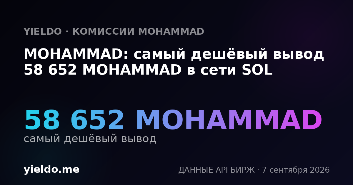 MOHAMMAD: самый дешёвый вывод 58 652 MOHAMMAD в сети SOL