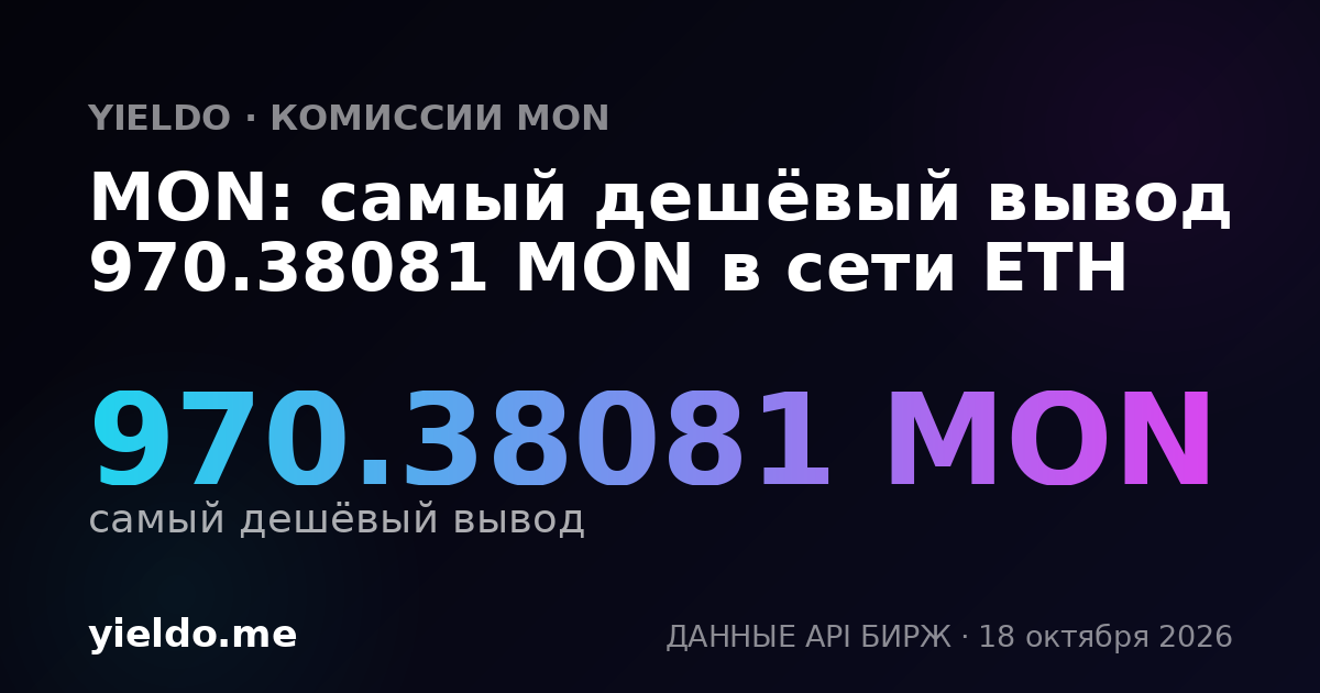 MON: самый дешёвый вывод 970.38081 MON в сети ETH