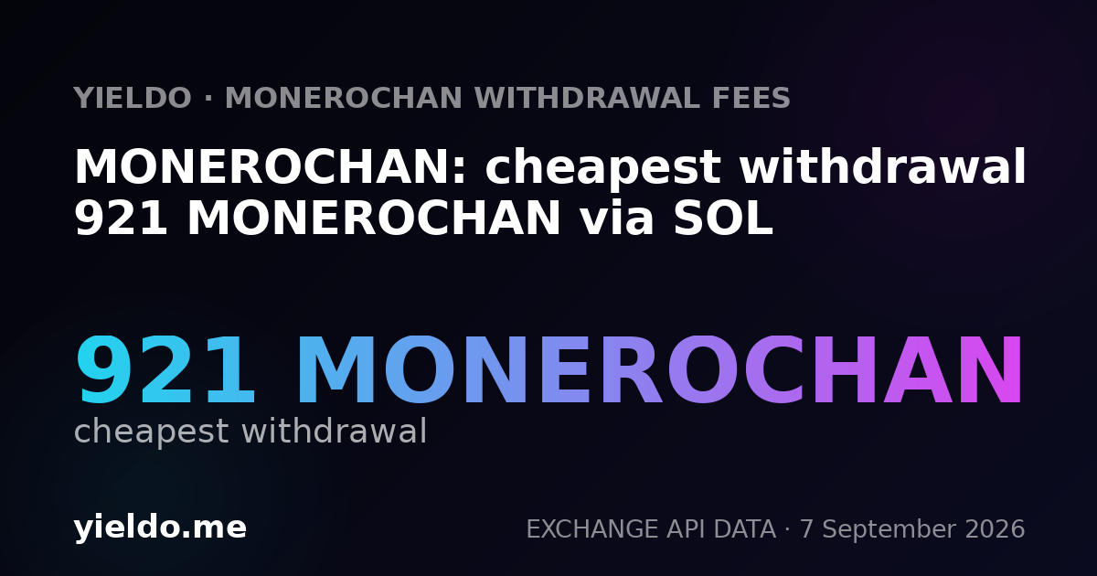 MONEROCHAN: cheapest withdrawal 921 MONEROCHAN via SOL