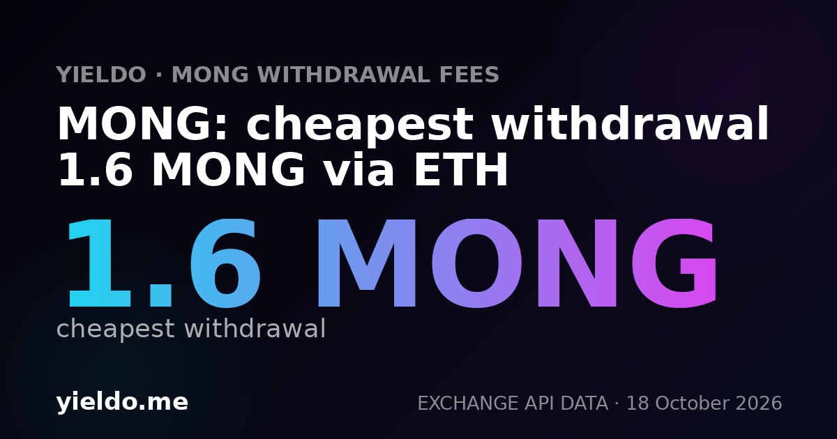 MONG: cheapest withdrawal 1.6 MONG via ETH