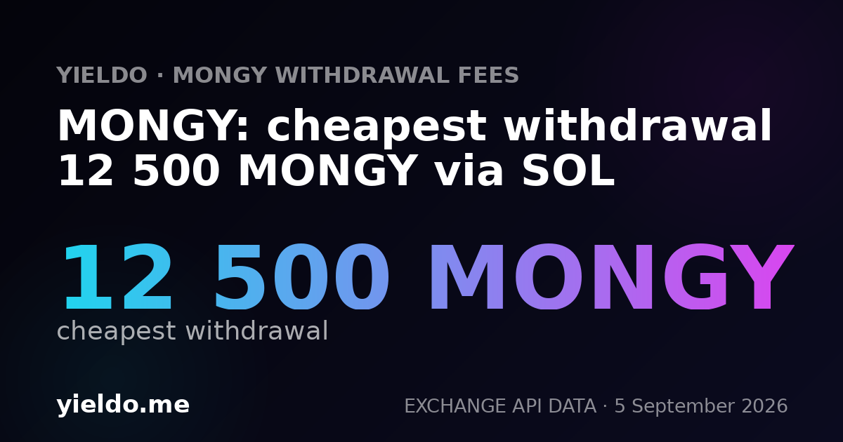 MONGY: cheapest withdrawal 12 500 MONGY via SOL