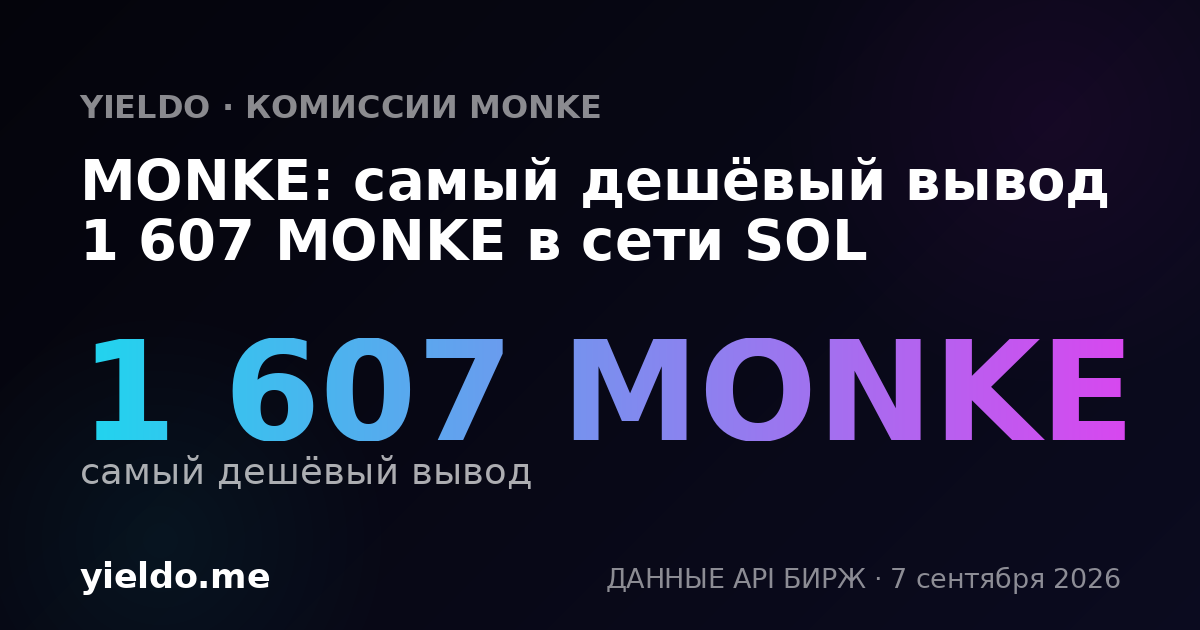 MONKE: самый дешёвый вывод 1 607 MONKE в сети SOL
