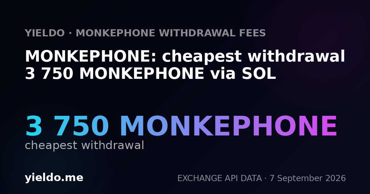 MONKEPHONE: cheapest withdrawal 3 750 MONKEPHONE via SOL