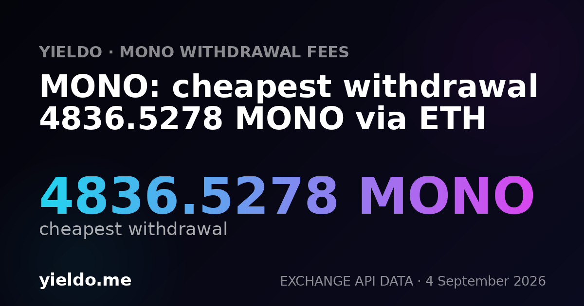 MONO: cheapest withdrawal 4836.5278 MONO via ETH