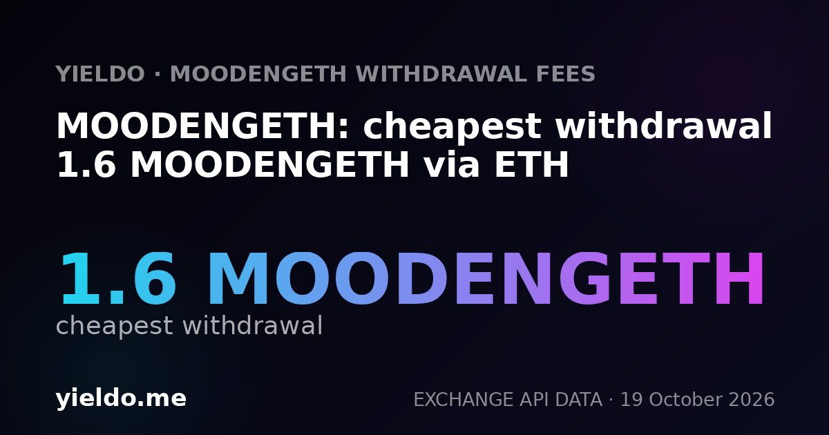 MOODENGETH: cheapest withdrawal 1.6 MOODENGETH via ETH