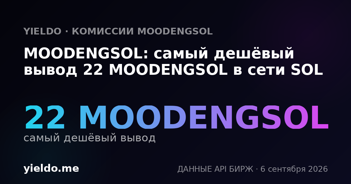 MOODENGSOL: самый дешёвый вывод 22 MOODENGSOL в сети SOL