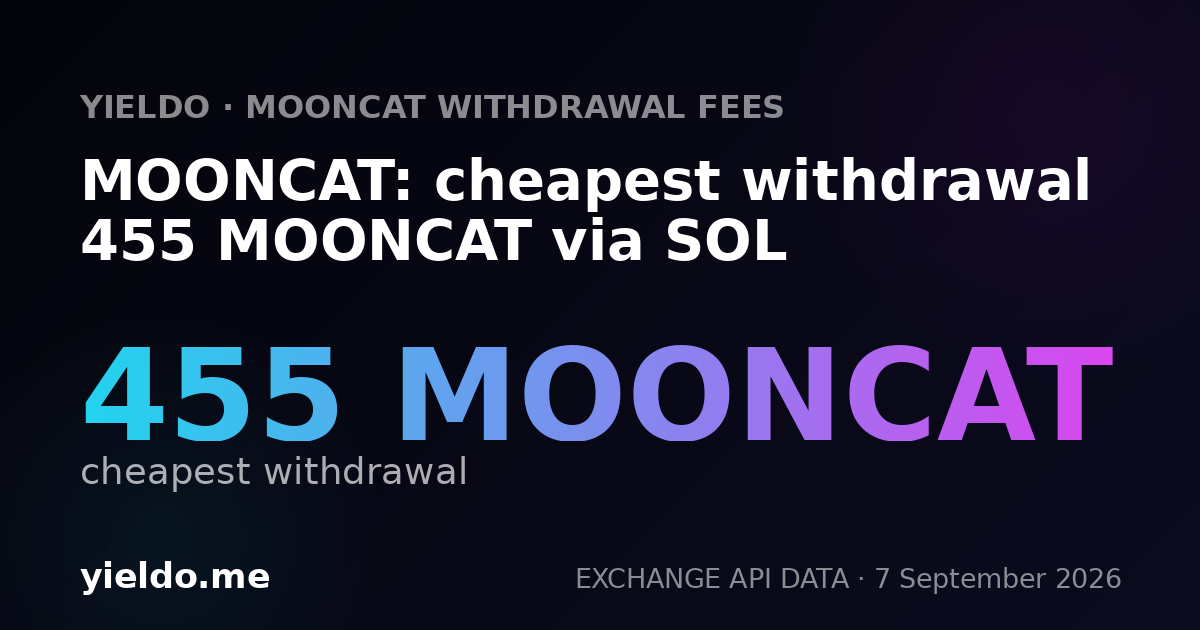 MOONCAT: cheapest withdrawal 455 MOONCAT via SOL