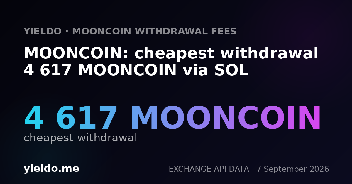 MOONCOIN: cheapest withdrawal 4 617 MOONCOIN via SOL