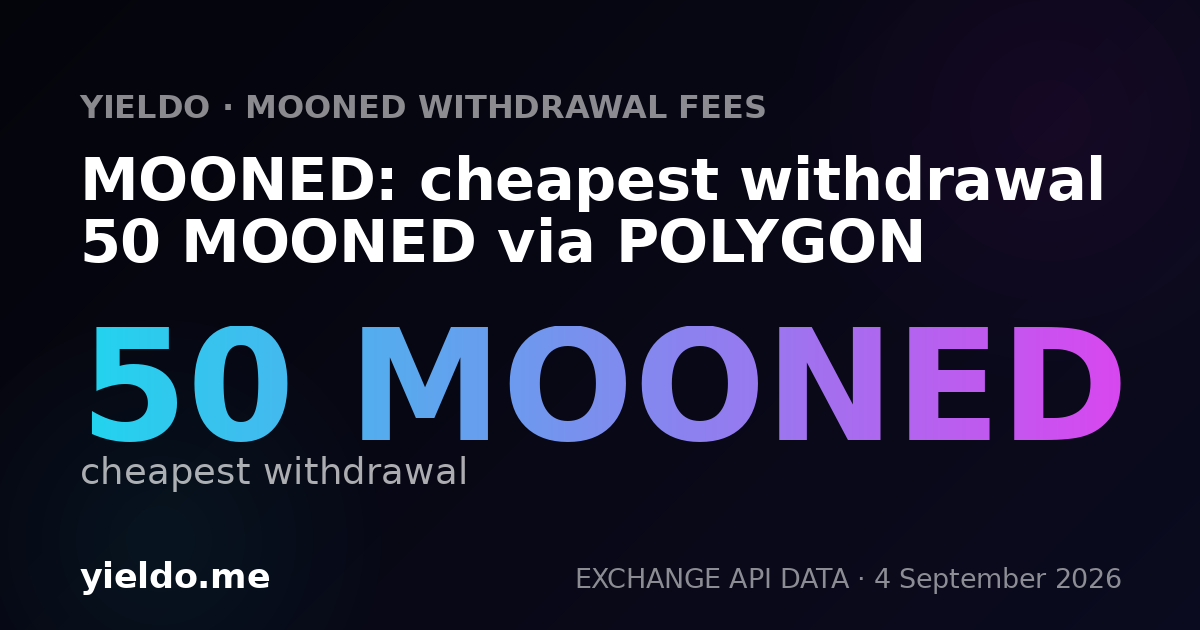 MOONED: cheapest withdrawal 50 MOONED via POLYGON