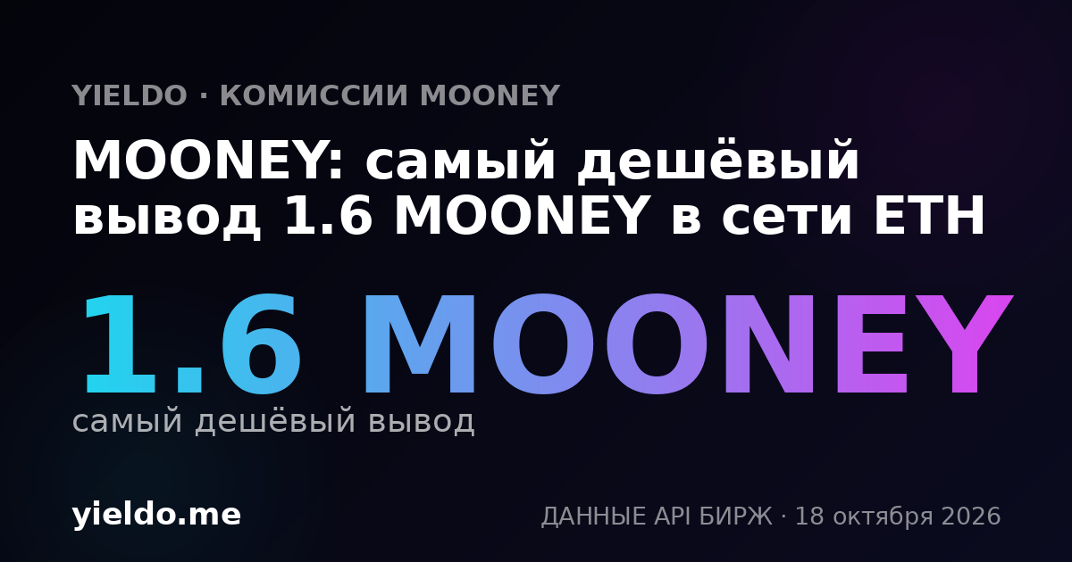 MOONEY: самый дешёвый вывод 1.6 MOONEY в сети ETH