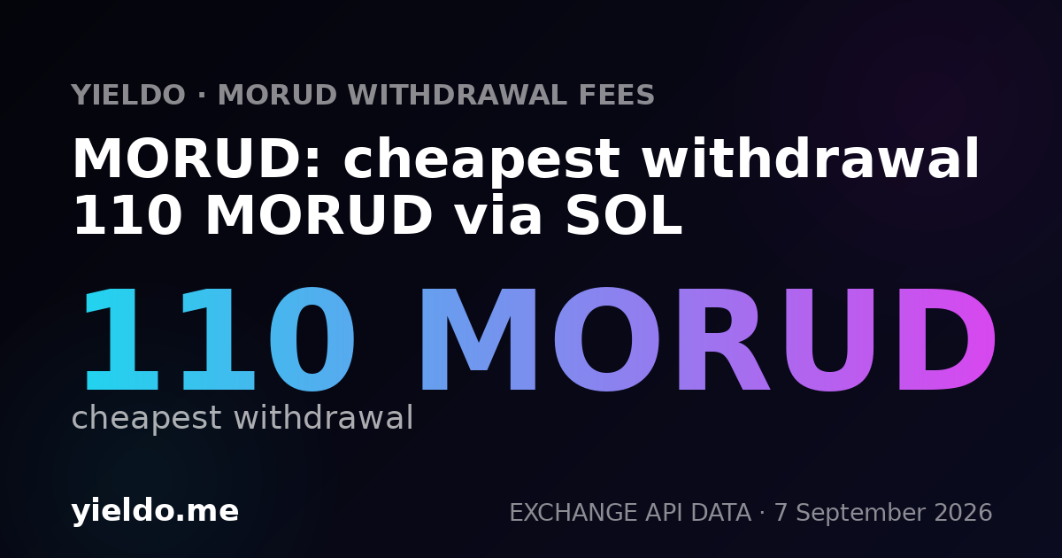 MORUD: cheapest withdrawal 110 MORUD via SOL