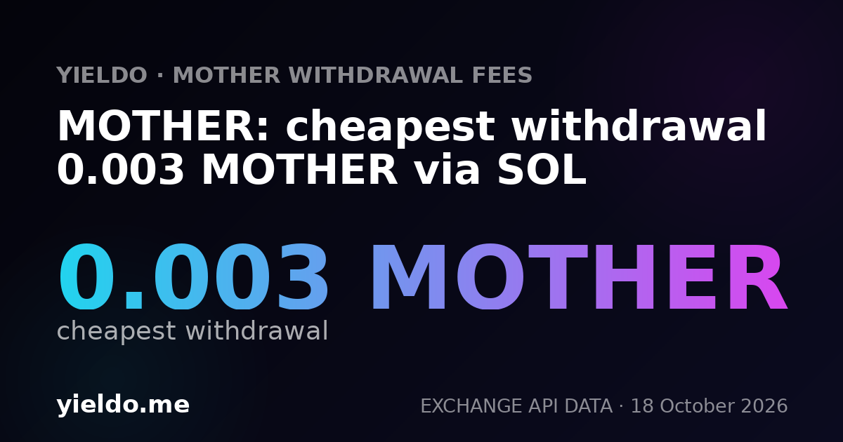 MOTHER: cheapest withdrawal 0.003 MOTHER via SOL