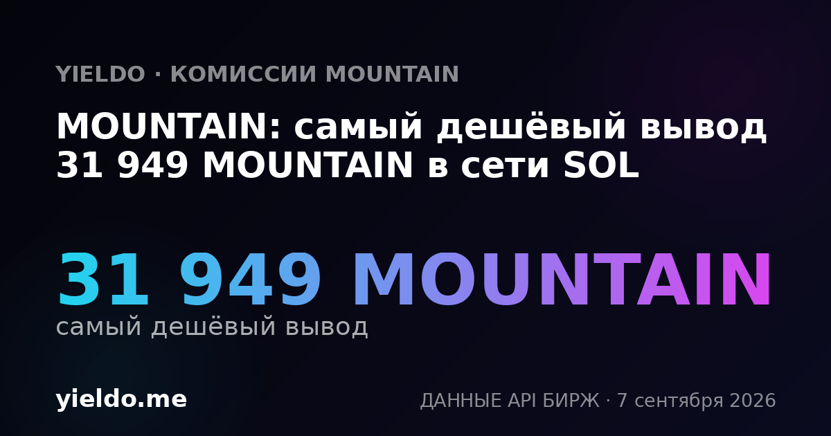 MOUNTAIN: самый дешёвый вывод 31 949 MOUNTAIN в сети SOL