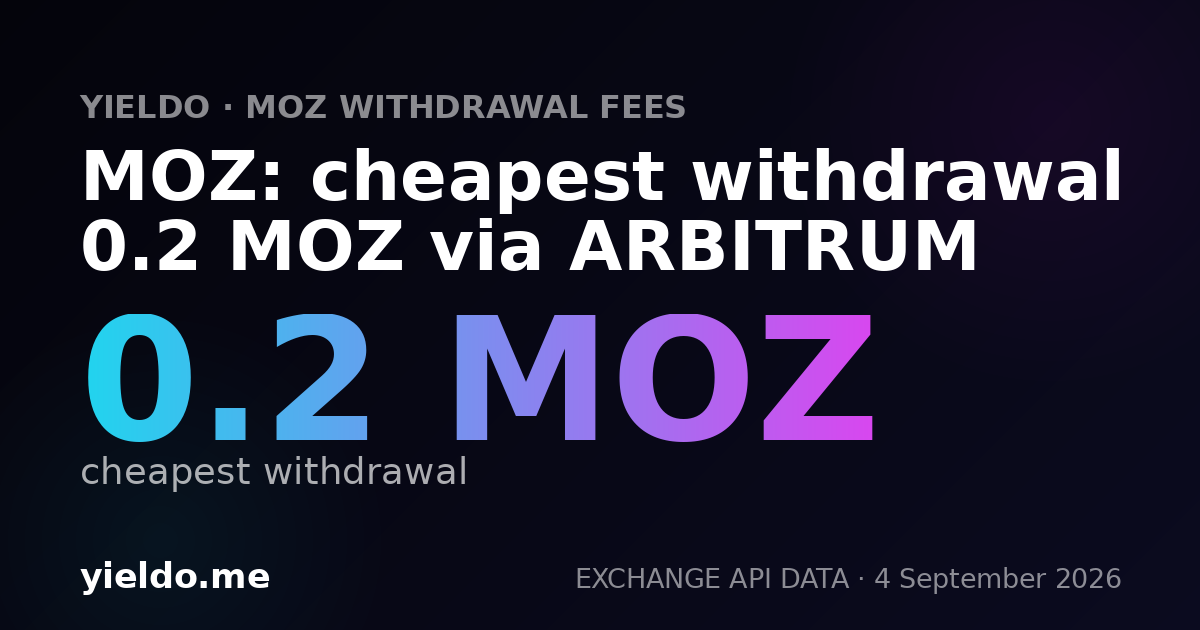 MOZ: cheapest withdrawal 0.2 MOZ via ARBITRUM