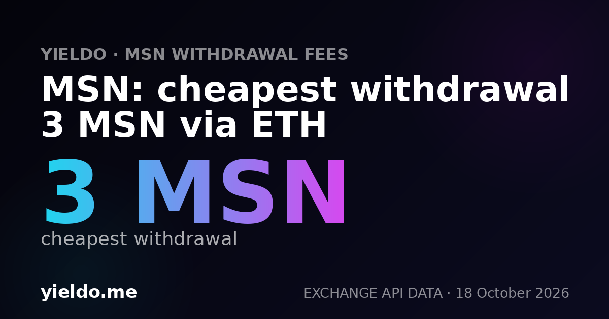 MSN: cheapest withdrawal 3 MSN via ETH
