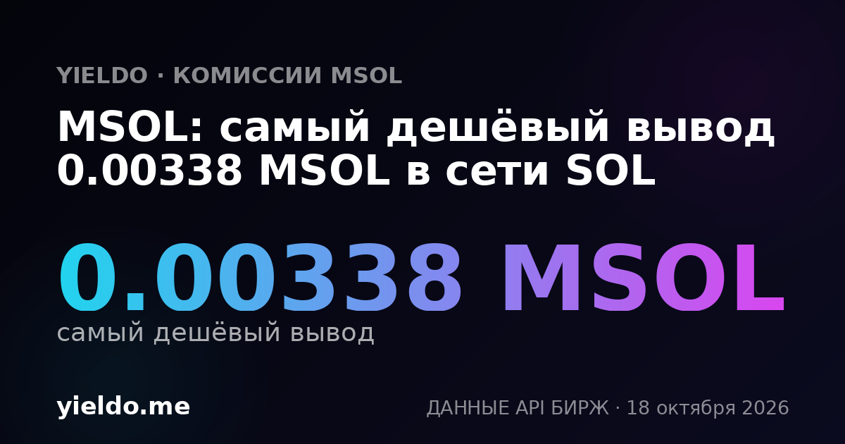 MSOL: самый дешёвый вывод 0.00338 MSOL в сети SOL