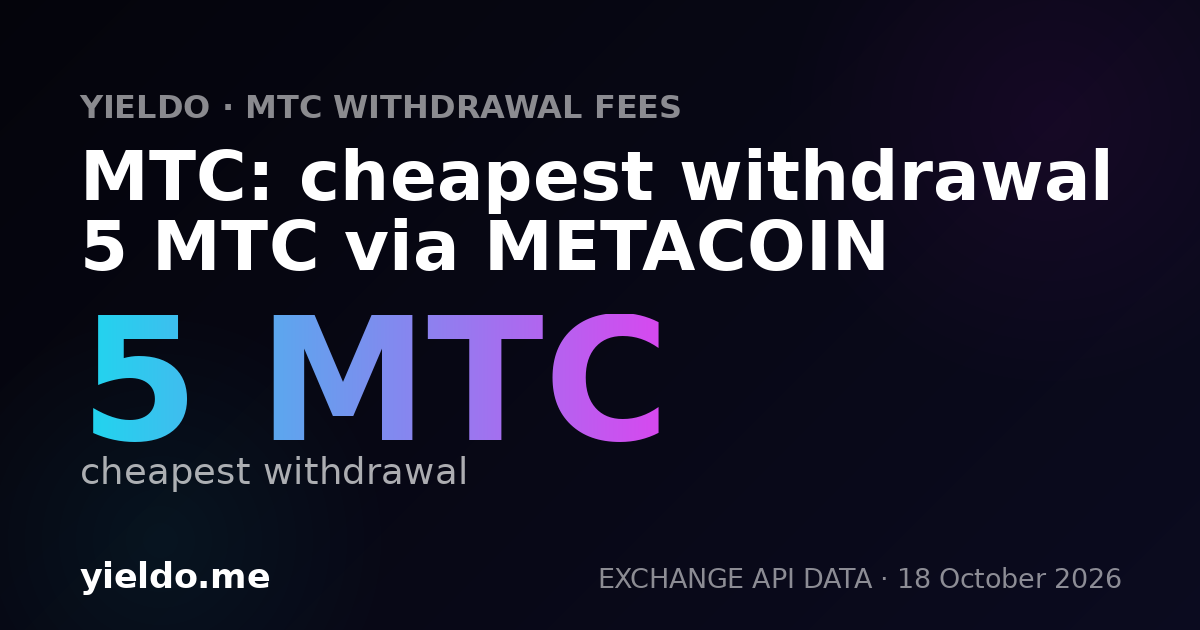 MTC: cheapest withdrawal 5 MTC via METACOIN
