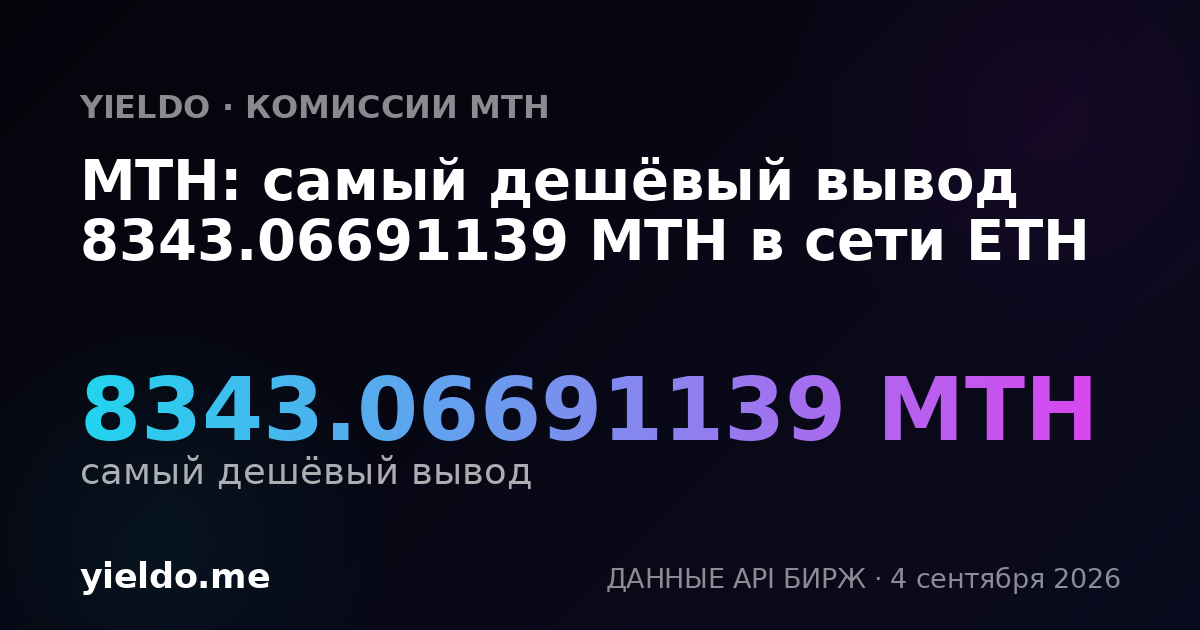 MTH: самый дешёвый вывод 8343.06691139 MTH в сети ETH