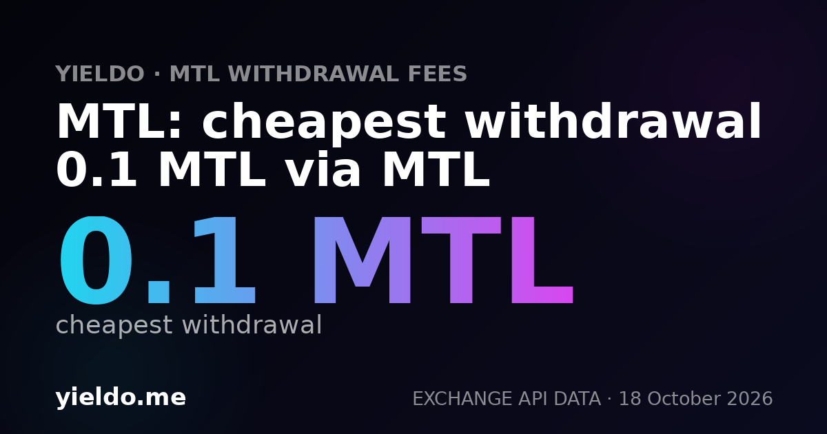 MTL: cheapest withdrawal 0.1 MTL via MTL