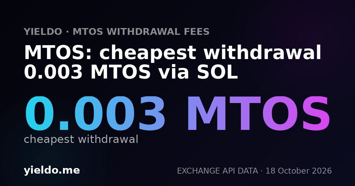 MTOS: cheapest withdrawal 0.003 MTOS via SOL