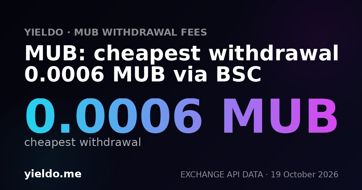 MUB: cheapest withdrawal 0.0006 MUB via BSC