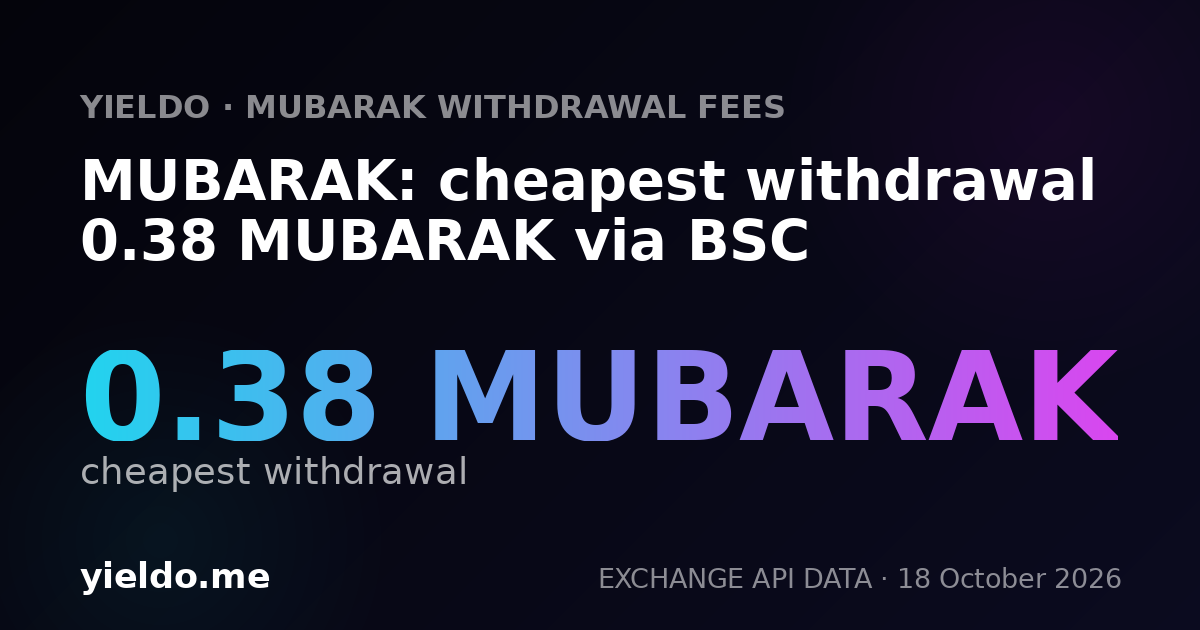 MUBARAK: cheapest withdrawal 0.38 MUBARAK via BSC