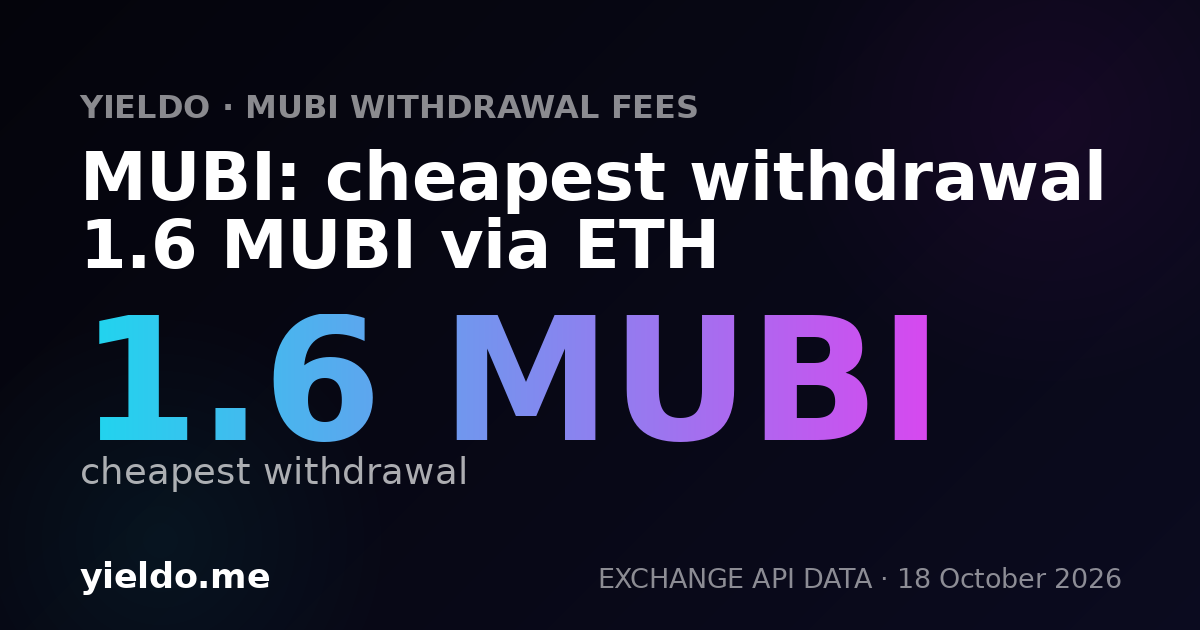 MUBI: cheapest withdrawal 1.6 MUBI via ETH