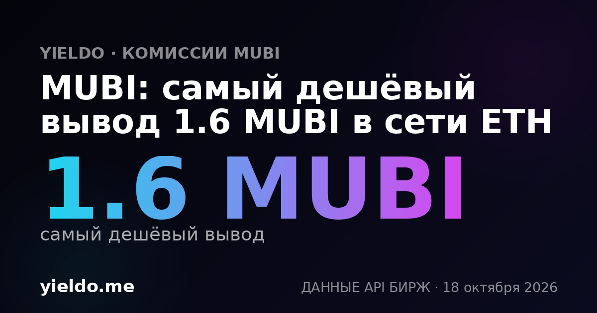 MUBI: самый дешёвый вывод 1.6 MUBI в сети ETH