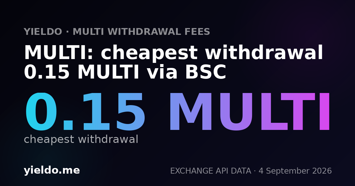 MULTI: cheapest withdrawal 0.15 MULTI via BSC