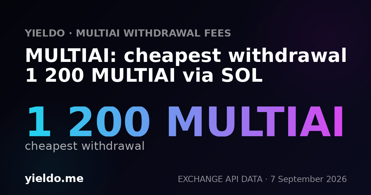 MULTIAI: cheapest withdrawal 1 200 MULTIAI via SOL