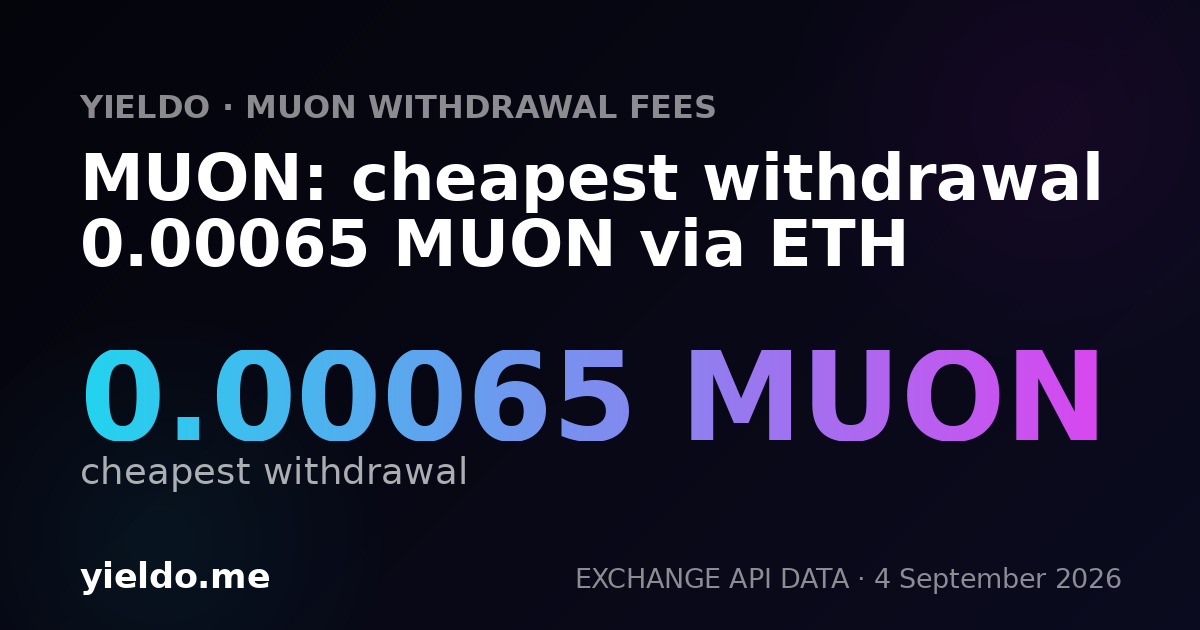 MUON: cheapest withdrawal 0.00065 MUON via ETH