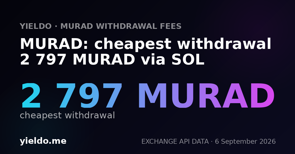 MURAD: cheapest withdrawal 2 797 MURAD via SOL