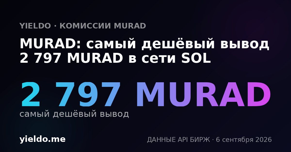 MURAD: самый дешёвый вывод 2 797 MURAD в сети SOL