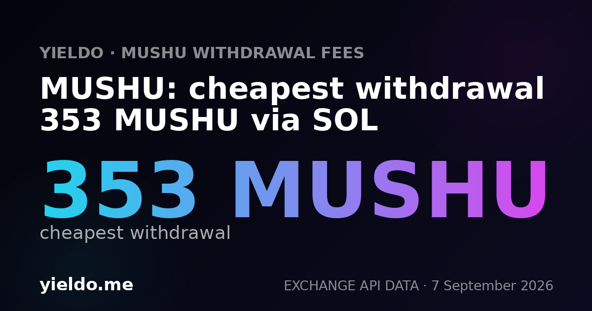 MUSHU: cheapest withdrawal 353 MUSHU via SOL