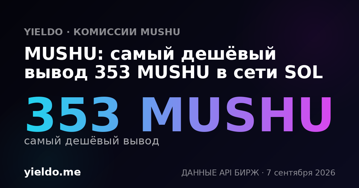 MUSHU: самый дешёвый вывод 353 MUSHU в сети SOL