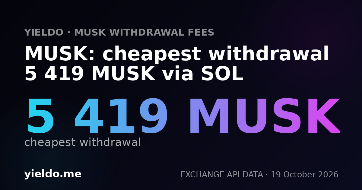 MUSK: cheapest withdrawal 5 419 MUSK via SOL