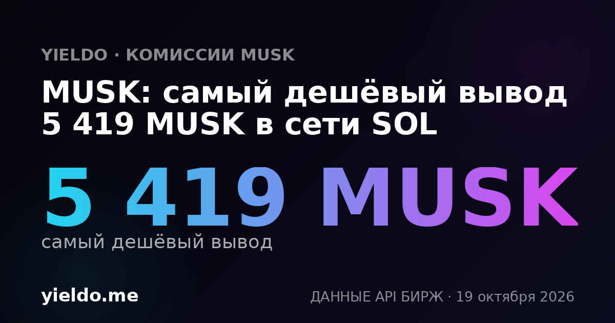 MUSK: самый дешёвый вывод 5 419 MUSK в сети SOL
