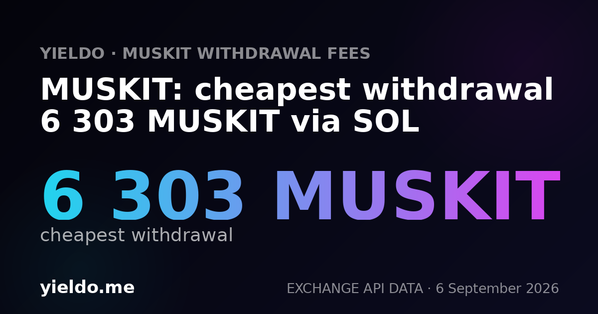 MUSKIT: cheapest withdrawal 6 303 MUSKIT via SOL