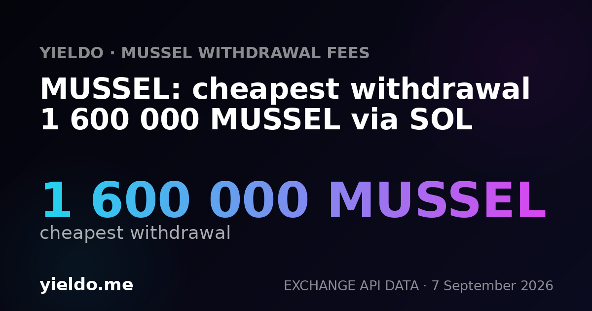 MUSSEL: cheapest withdrawal 1 600 000 MUSSEL via SOL