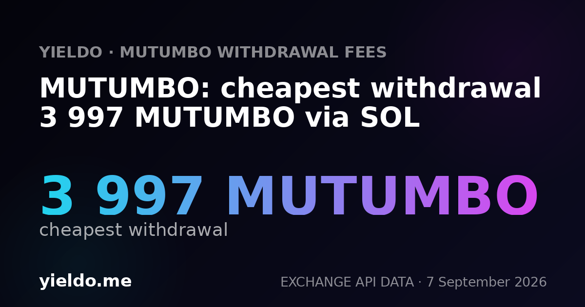 MUTUMBO: cheapest withdrawal 3 997 MUTUMBO via SOL