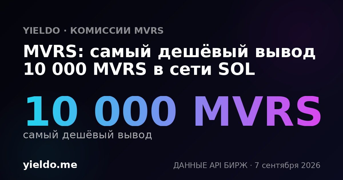 MVRS: самый дешёвый вывод 10 000 MVRS в сети SOL