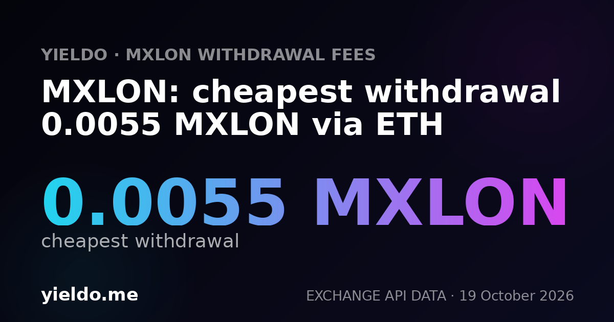 MXLON: cheapest withdrawal 0.0055 MXLON via ETH