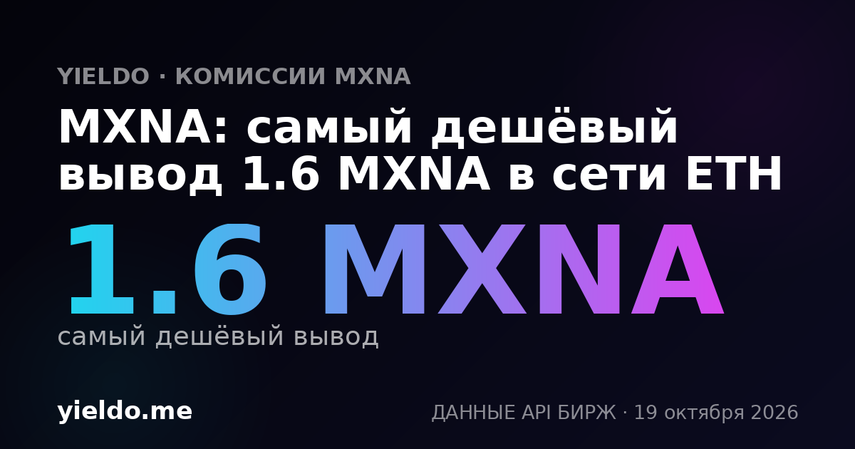 MXNA: самый дешёвый вывод 1.6 MXNA в сети ETH