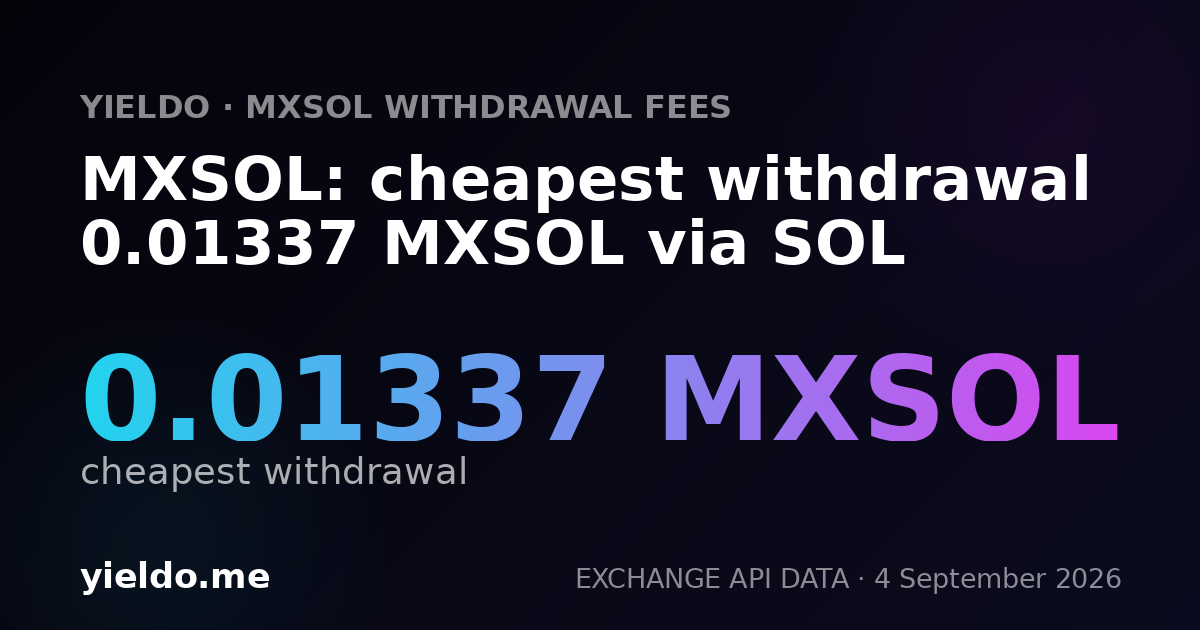 MXSOL: cheapest withdrawal 0.013431 MXSOL via SOL