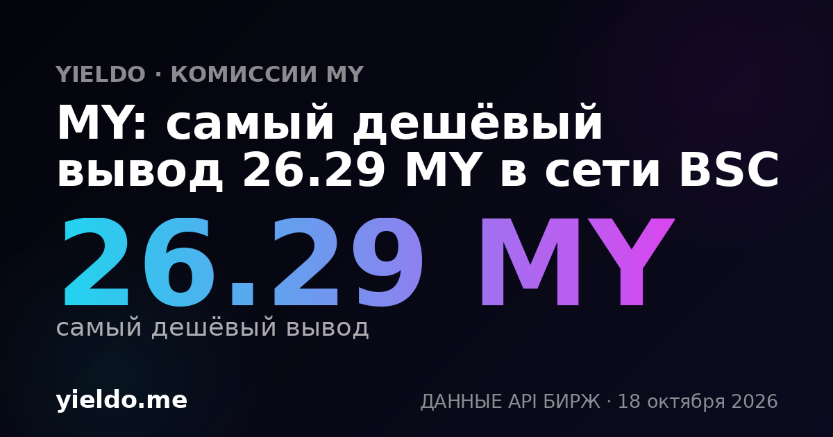 MY: самый дешёвый вывод 26.29 MY в сети BSC